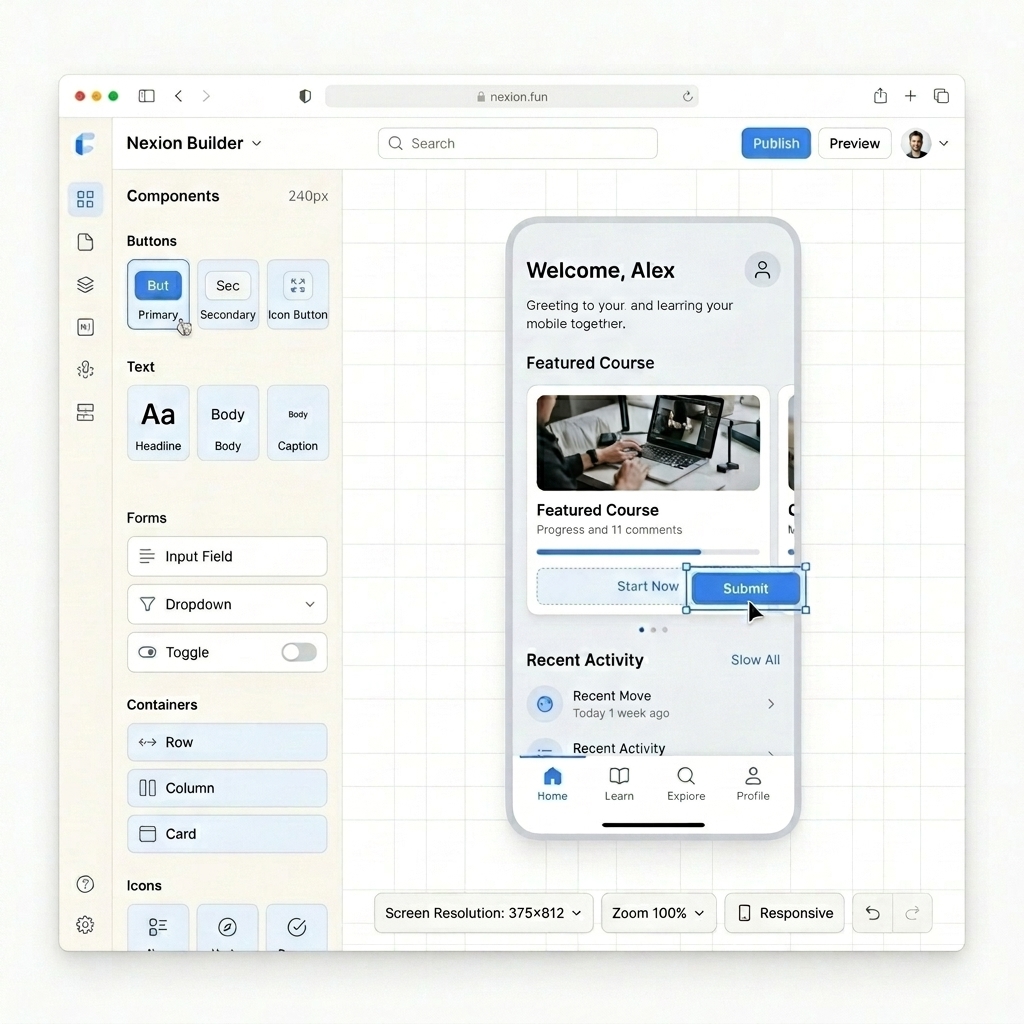 Nexion App Builder Dashboard